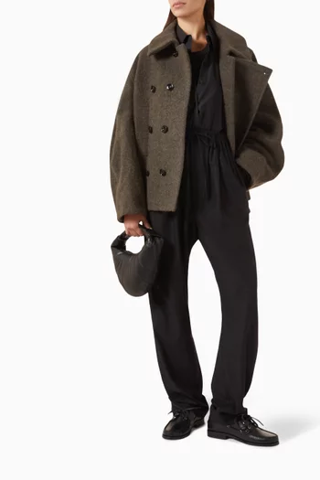 Asymmetrical Short Coat in Wool-blend
