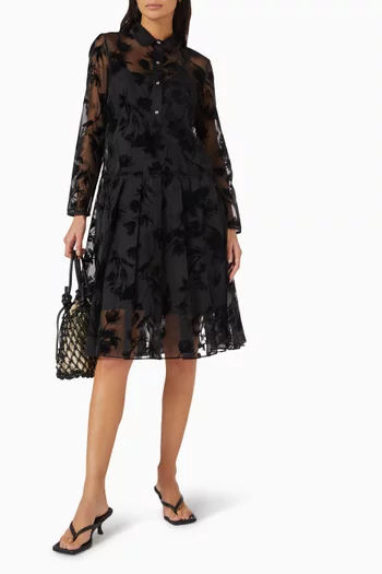 Flocked Shirtdress in Organza
