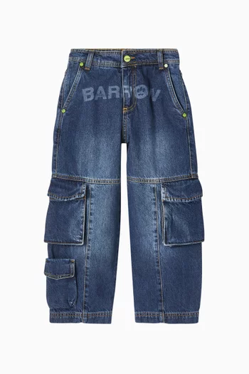 Logo Cargo Jeans in Denim