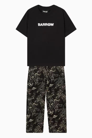 تي شيرت بطبعة شعار الماركة قطن