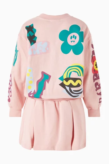 Doodle Printed Sweatshirt Dress