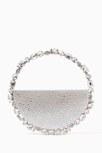 Taliya Eternity Crystal-embellished Top-handle Bag in Satin