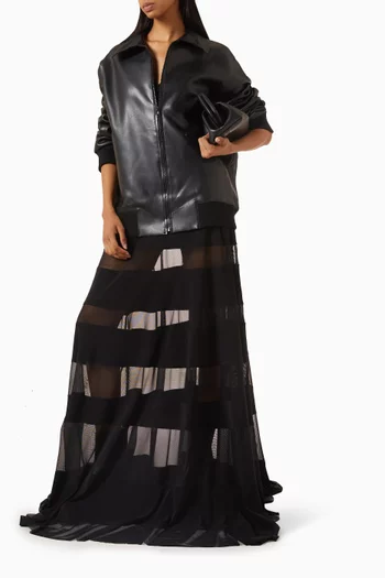 Classic Men-style Zip Oversized Jacket in Leather