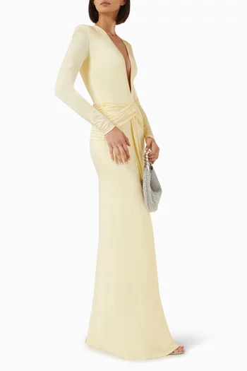 Azure Plunge-neck Maxi Dress