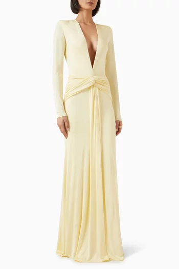 Azure Plunge-neck Maxi Dress