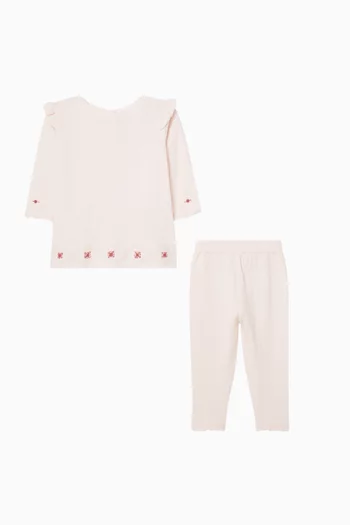 Hand-embroidered Set in Cotton-blend