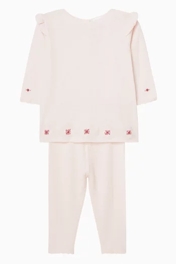 Hand-embroidered Set in Cotton-blend