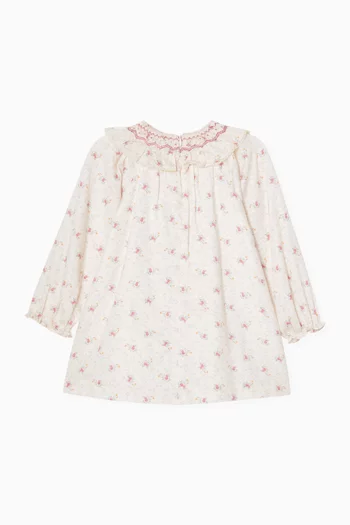 Embroidery Floral Dress in Cotton