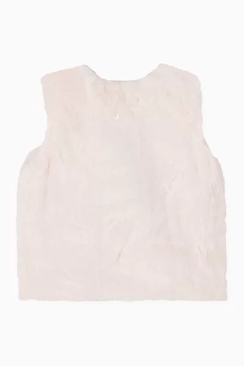 Bow Appliqué Gilet in Faux Fur
