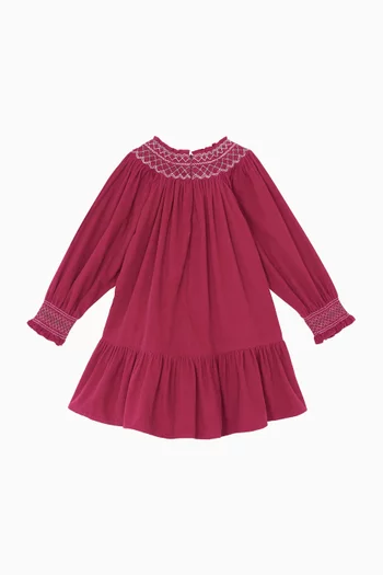 Embroidered Ruffled Flared Dress