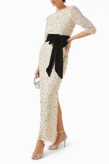 Beaded Bow Belt Gown