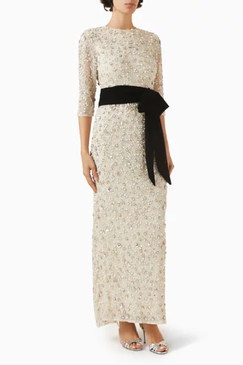 Beaded Bow Belt Gown