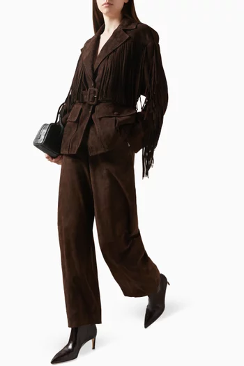 Barrel-leg Pants in Suede