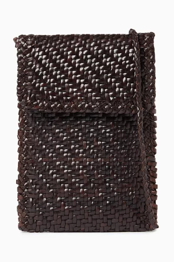 Phone Crossbody Bag in Woven Leather