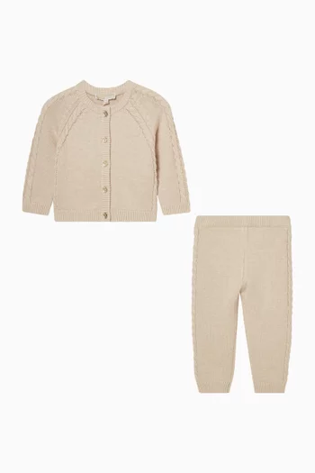 طقم بنطال وكارديغان منسوج 