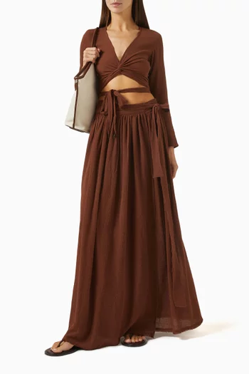 Soolche Maxi Skirt in Cupro & Linen