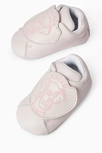 Baby Logo-embroidered Shoes in Leather