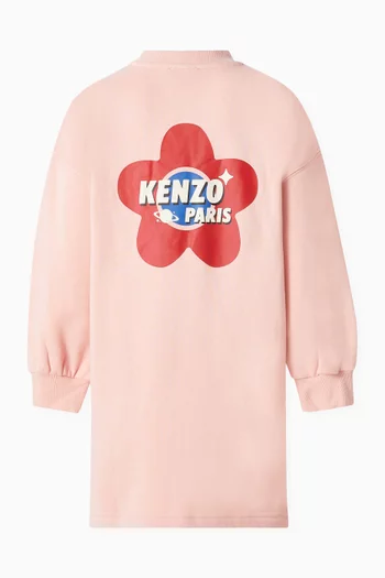 Logo-print Dress in Brushed Fleece