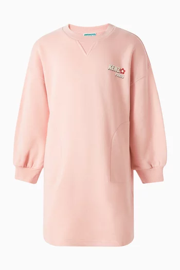 Logo-print Dress in Brushed Fleece