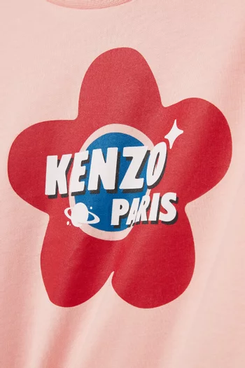 Floral Logo Printed Sweatshirt in Cotton-fleece