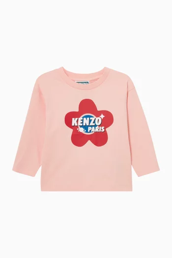 Floral Logo Printed Sweatshirt in Cotton-fleece