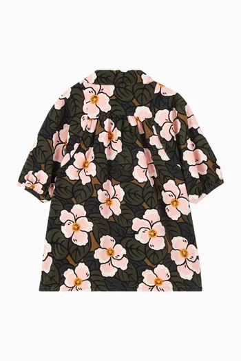 Floral Dress in Velvet Fabric