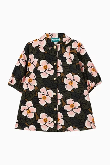 Floral Dress in Velvet Fabric