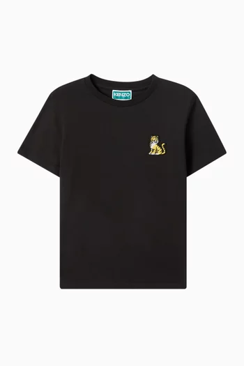 Tiger-appliqué T-shirt in Cotton