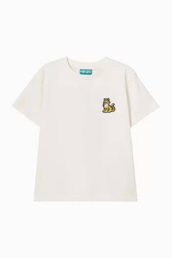 Tiger-appliqué T-shirt in Cotton