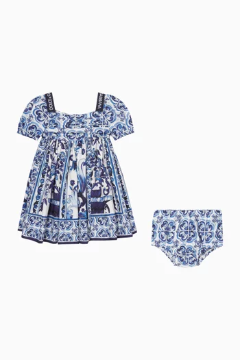 Majolica Print Dress in Poplin