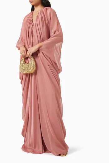 Draped V-neck Dress in Chiffon