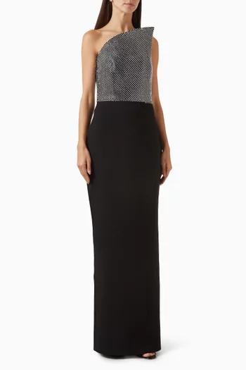 Rhinestone-embellished Gown in Crepe Satin