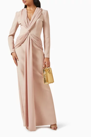 Twist-front Dress in Crepe & Chiffon