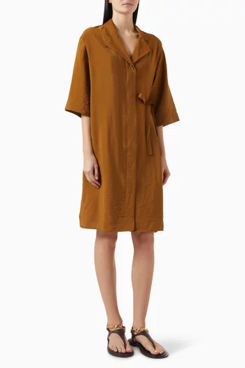 Side-Belt Midi Shirt Dress