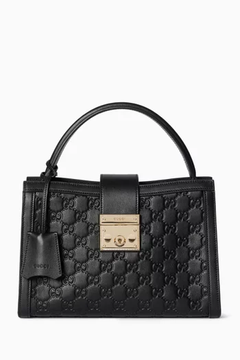 Medium Padlock Bag in Leather