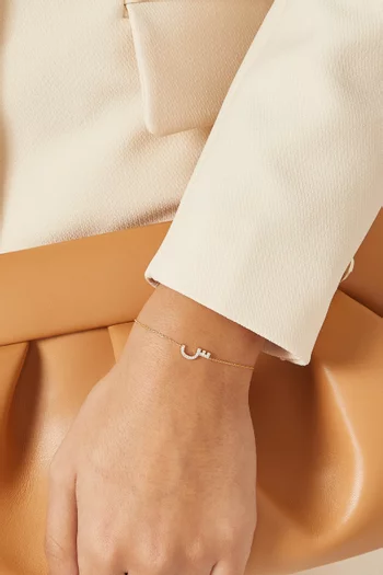 Arabic "S" Letter Bracelet with Diamond in 18kt Yellow Gold