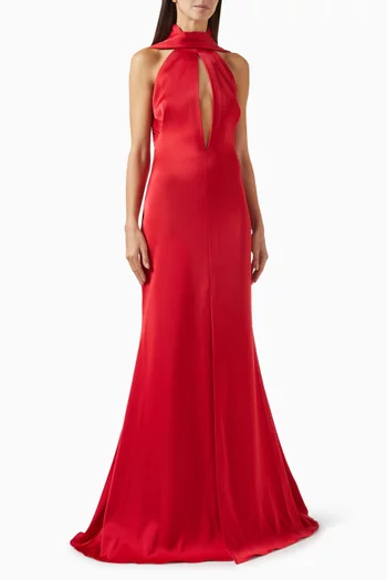 Legerete Cut-out Maxi Dress in Satin