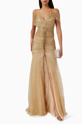 Nuageux Off-shoulder Maxi Dress in Tulle