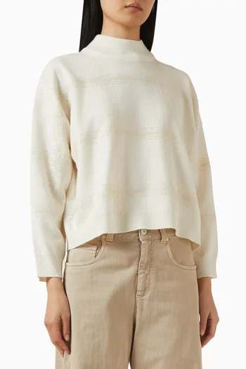 Sequin-embellished Sweater in Wool Blend