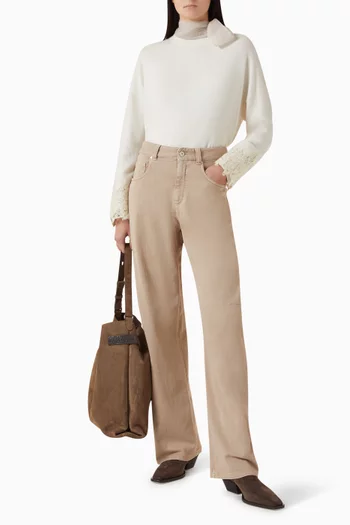 بنطال جينز بقصة ساق واسعة دينم