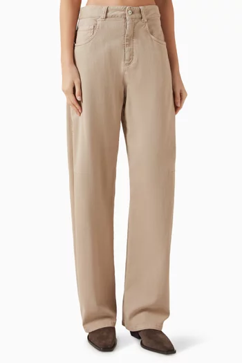 بنطال جينز بقصة ساق واسعة دينم