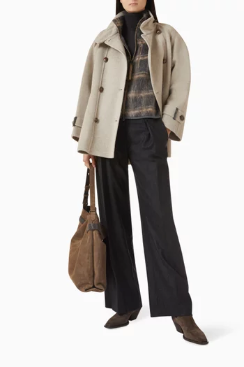 فيست بنقشة مربعات منسوج من مزيج صوف بكر