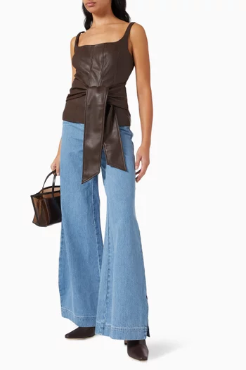 Linda Tie-front Corset in Vegan Leather