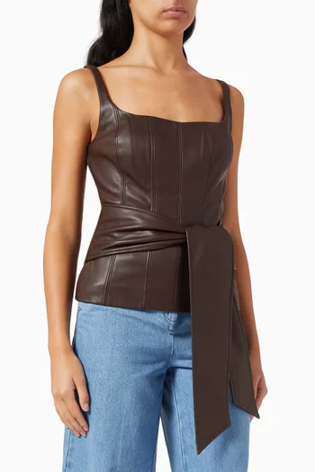 Linda Tie-front Corset in Vegan Leather