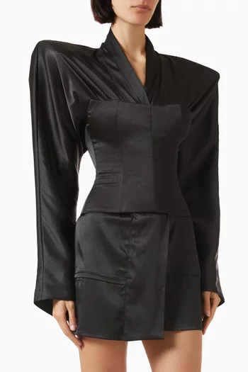 Shirt Belted Mini Dress in Crepe Silk