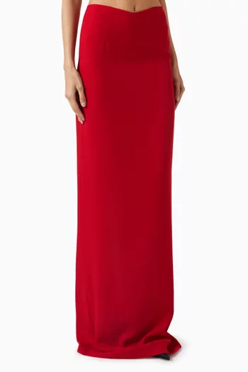 V-shape Maxi Skirt in Suit Crepe