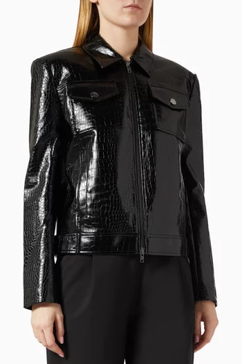Juno Croc Moto Jacket in Faux-leather