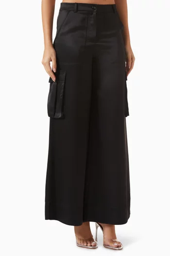 Maia Cargo Pants in Satin