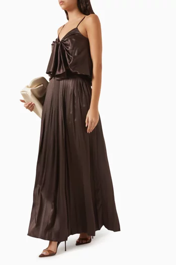 Dillon Pleated Skirt in Satin