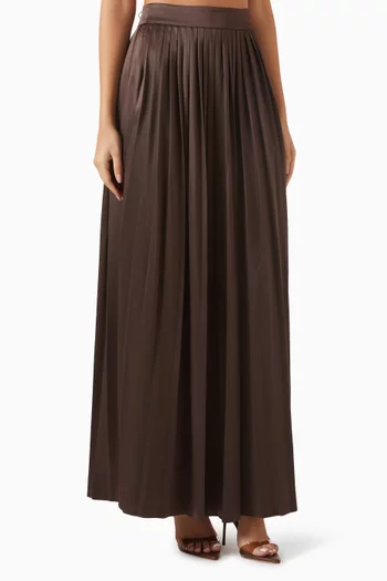 Dillon Pleated Skirt in Satin